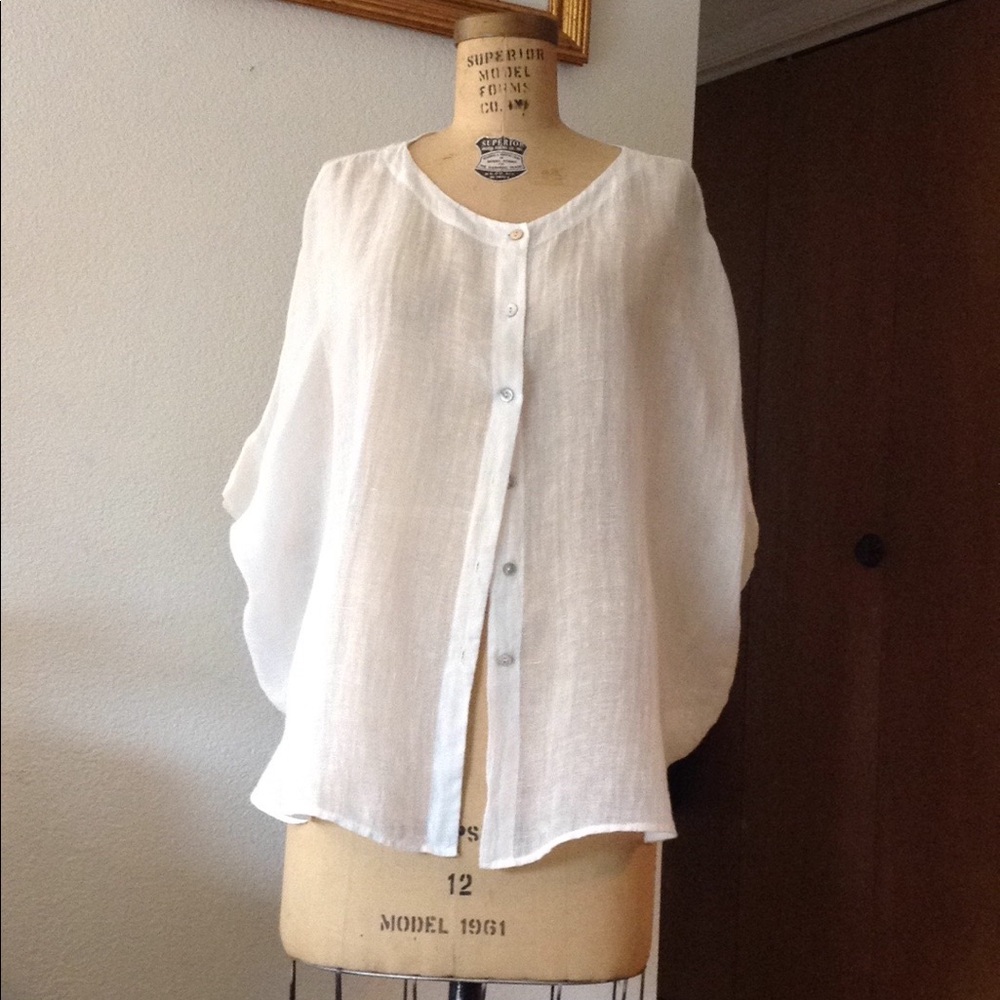 White, linen Eileen Fisher top